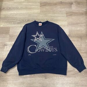 Vintage 90s Nutmeg Dallas Cowboys Sweatshirt Large USA Made Navy Crewneck